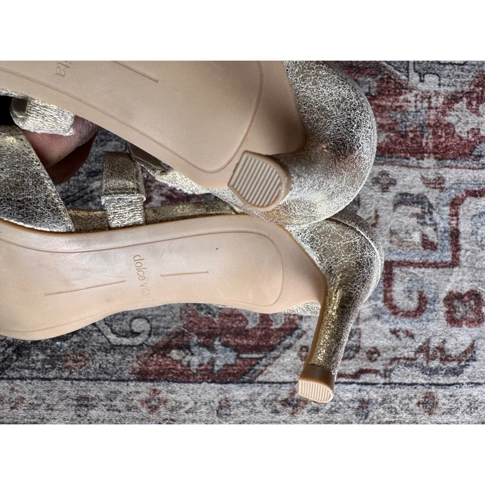 NWOT Dolce Vita Womens Silver Gold Metallic Pointed Toe Mule Heels Slip On  9 - Picture 6 of 12